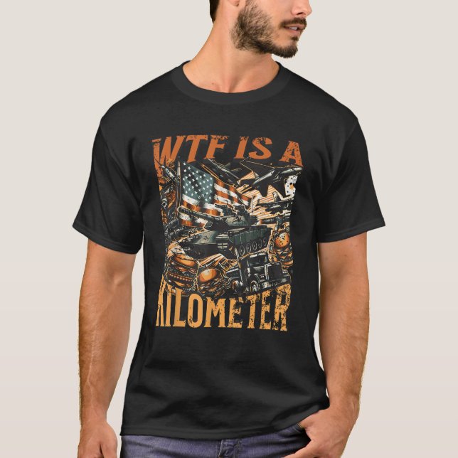 T-shirt WTF Est Un Kilomètre Camions Chars American Burger (Devant)