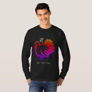 T-shirt WTF Wine Turkey Family Rainbow