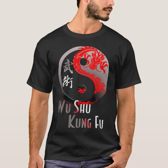 T-shirt Wu Shu Kung Fu Red Dragon - Martial Arts Design (Devant)