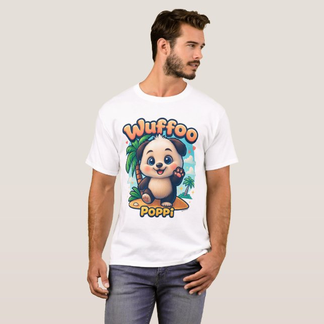 T-shirt Wuffoo Poppi Cute Kawaii Puppy Tropical Island (Devant entier)