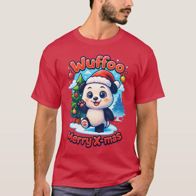T-shirt Wuffoo Poppi Merry X-mas Kawaii 3D Holiday (Devant)