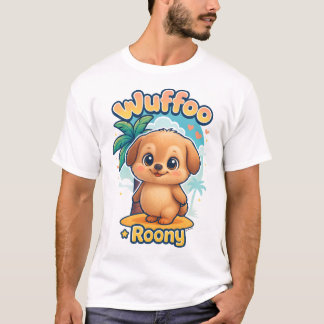 T-shirt Wuffoo Roony Cute Kawaii Puppy Tropical Island tee