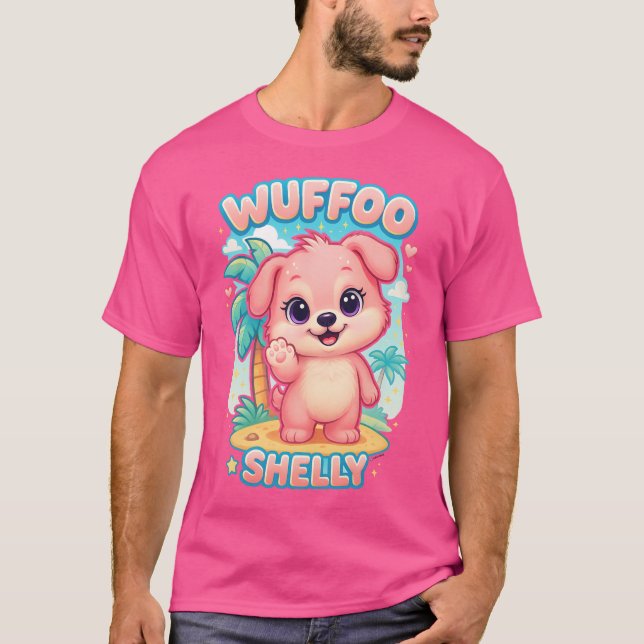 T-shirt Wuffoo Shelly Kawaii Puppy Tropical Island (Devant)