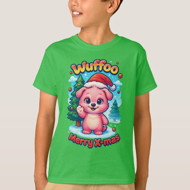 T-shirt Wuffoo Shelly Merry X-mas Kawaii 3D Holiday (Devant)