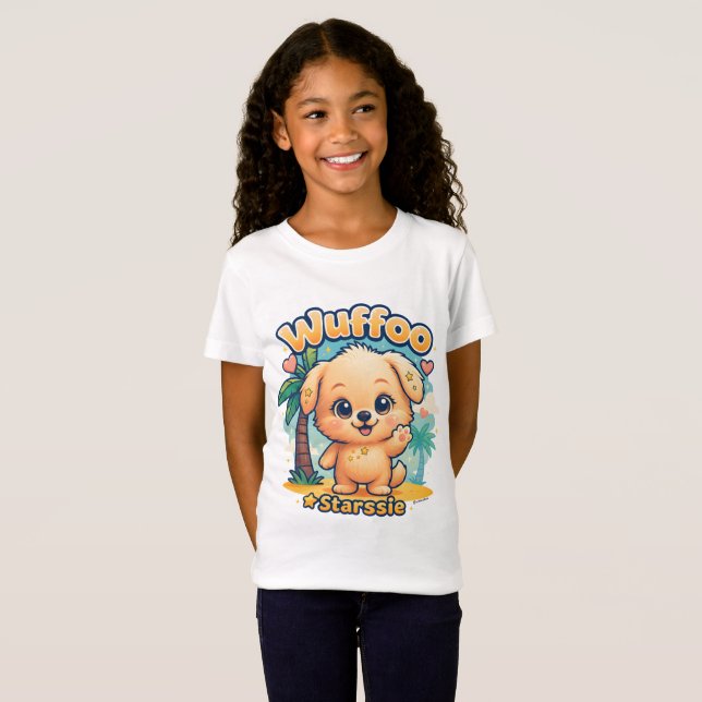 T-Shirt Wuffoo Starssie Kawaii Puppy Tropical Island (Devant entier)