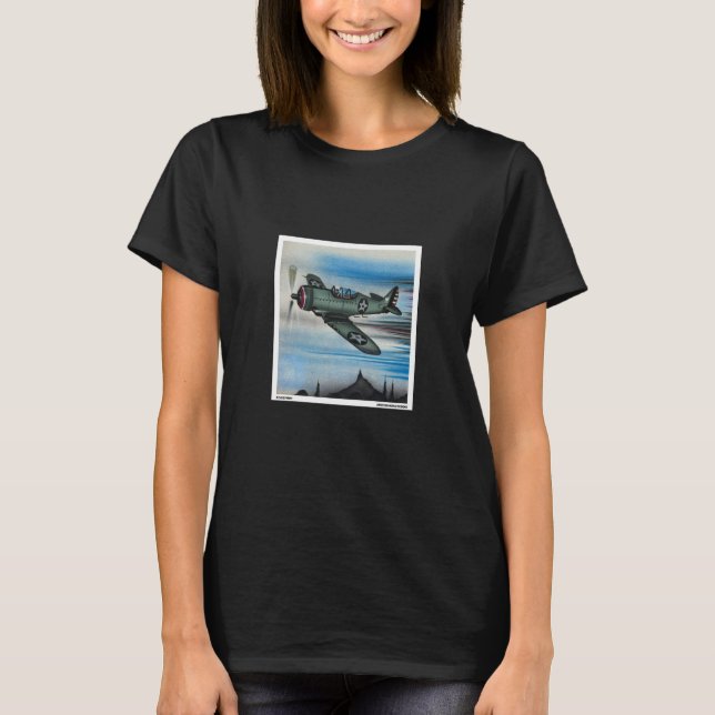 T-shirt WW2 Fighter Plane Airbrush Painting Military Veter (Devant)