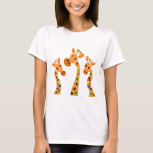 T-shirt WW- girafe et bande dessinée primitive d'art de