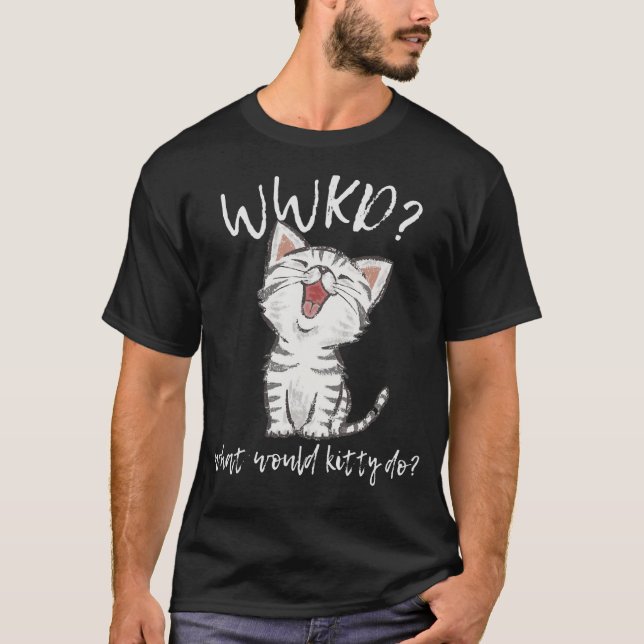 T-shirt WWKD Qu'Est-Ce Que Kitty Ferait Chat Mignonne (Devant)