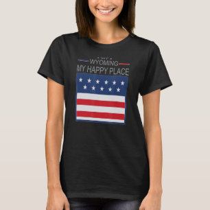 T-shirt WY Wyoming My Happy Place États-Unis Carte du drap