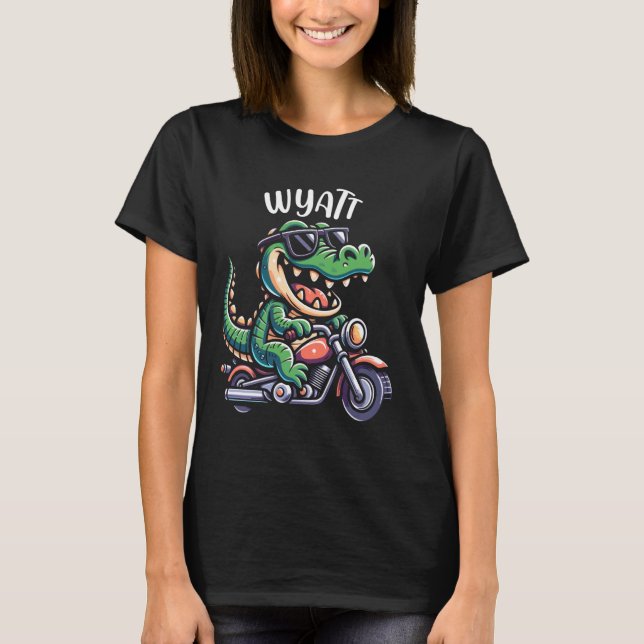 T-shirt Wyatt Funny Alligator Motorcycle Conception pour g (Devant)