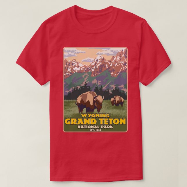 T-shirt Wyoming Grand Teton National Park Randonnée (Design devant)