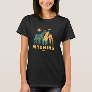 T-shirt Wyoming Mountains USA Randonnée extérieur Vintage