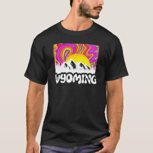 T-shirt Wyoming Retro Vintage Extérieur Montagne Graphic D