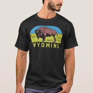 T-shirt Wyoming Wyoming State Bison Buffalo Déca Vintage v
