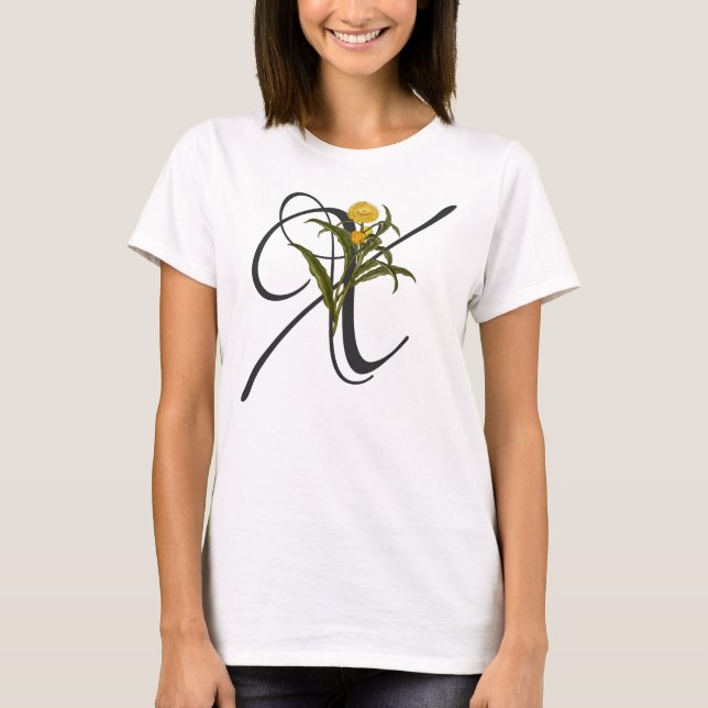 T-shirt X initial, Xerochrysum bractea (Devant)