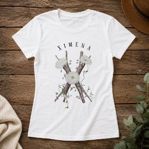 T-Shirt 'X' Monogramme de la Nature avec Fleurs &