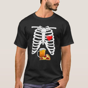 T-shirt X-Ray Skeleton Ribs Pizza Beer Halloween Costume