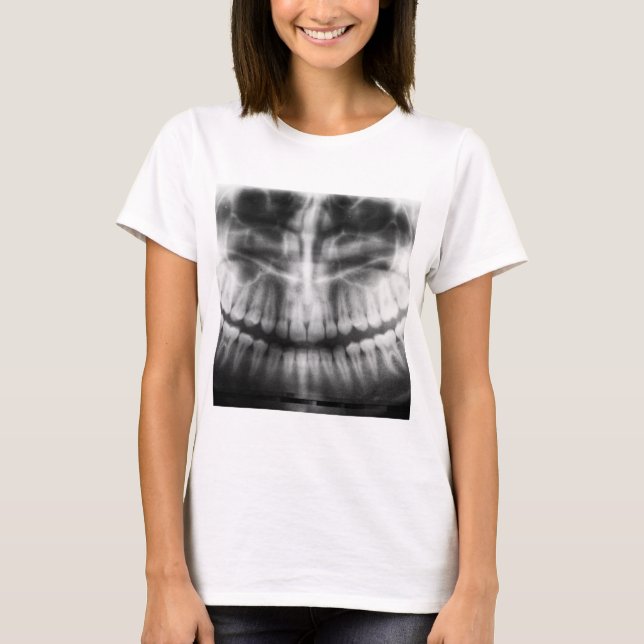 T-shirt X-Ray Teeth Bouche sourire noir et blanc (Devant)