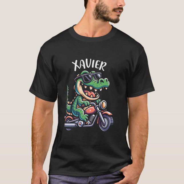 T-shirt Xavier Alligator Motorcycle Conception pour garçon (Devant)