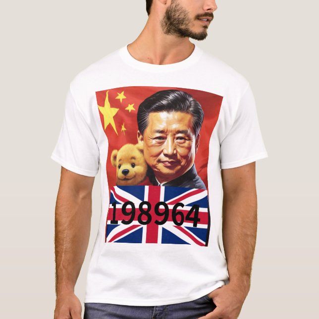 T-SHIRT XI JINPING & WINNIE POOH, CHINE CCP 198964 UK FLAG (Devant)
