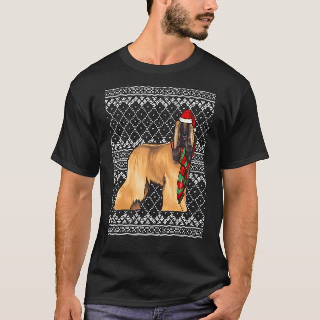 T-shirt Xmas Afghan Hound Père Noël Casquette laid Noël (Devant)