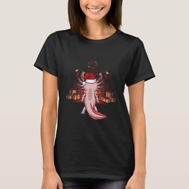 T-shirt Xmas Axolotl Santa Hat Axolotl Lover Men Women (Devant)