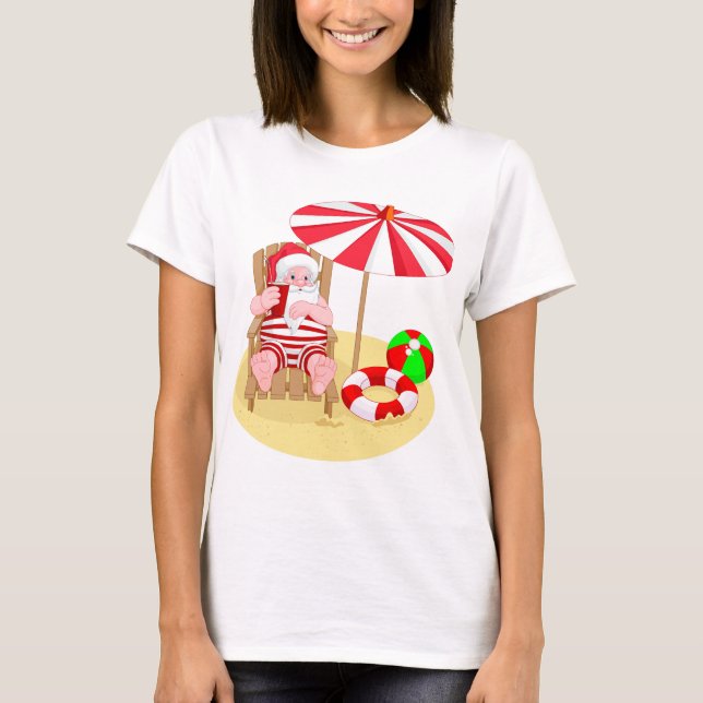 T-shirt xmas beach santa claus (Devant)