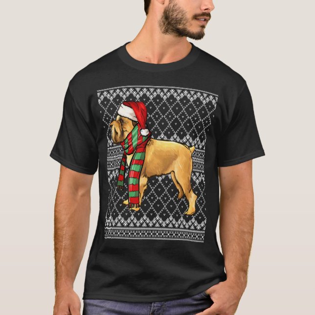 T-shirt Xmas Bruxelles Griffon Père Noël Casquette Laid No (Devant)