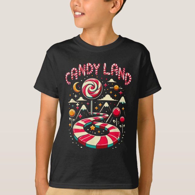 T-shirt Xmas Candy Land Rainbow Trail Candy Cane Merry Chr (Devant)