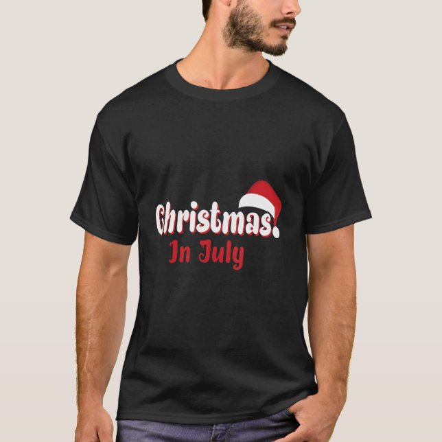 T-shirt Xmas Christmas In July Party Dress Santa Hat  Grap (Devant)