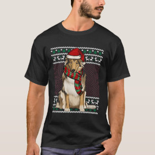T-shirt Xmas Collie Chien Santa Hat Vilain Noël