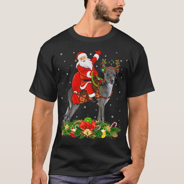 T-shirt Xmas Correspondant Drôle Père Noël équitation Ital (Devant)