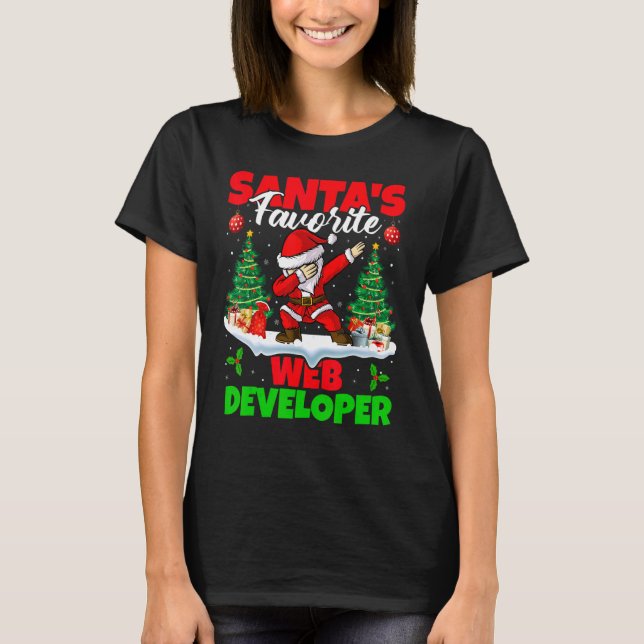 T-shirt Xmas Dabbing Père Noël Favori Web Developer Christ (Devant)