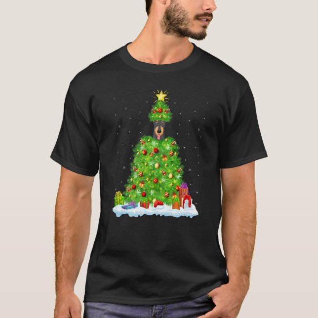 T-shirt Xmas Decorations Lights Santa Doberman Dog Christm (Devant)