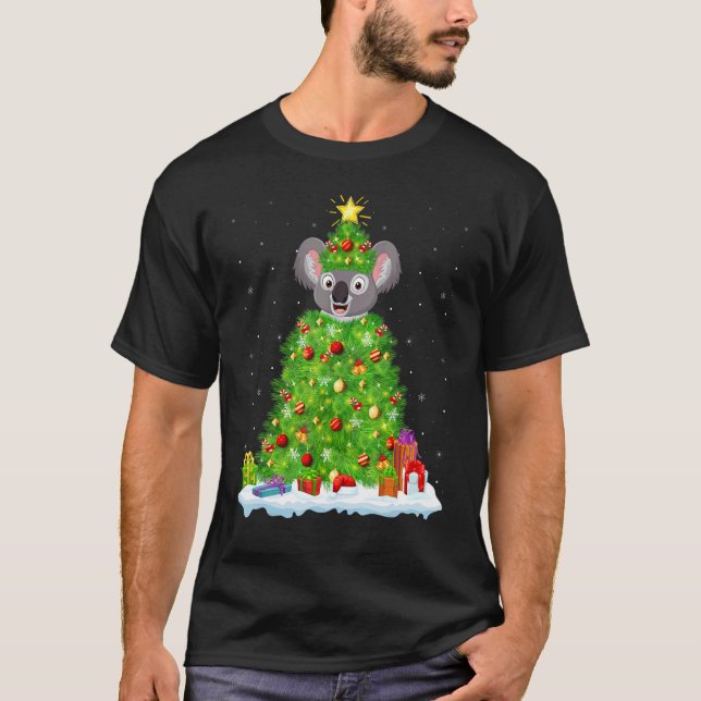 T-shirt Xmas Decorations Lights Santa Koala Christmas Tree (Devant)