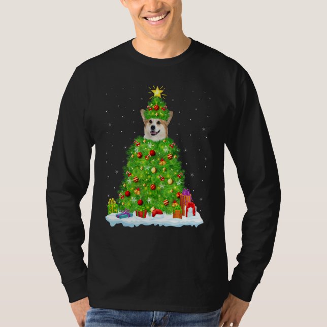 T-shirt Xmas Decorations Lights Santa Welsh Corgi Dog Chri (Devant)