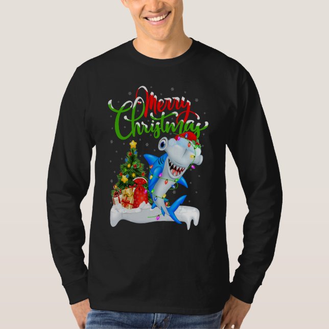 T-shirt Xmas Decorations Santa Hammerhead Shark Christmas (Devant)