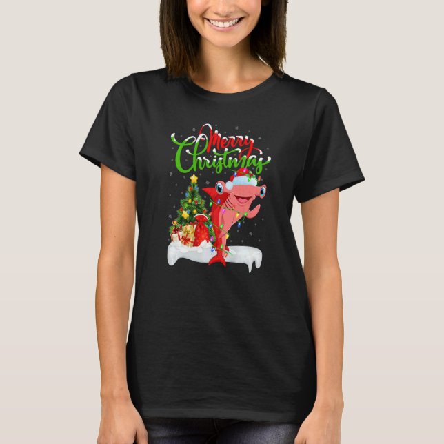 T-shirt Xmas Decorations Santa Hammerhead Shark Christmas  (Devant)