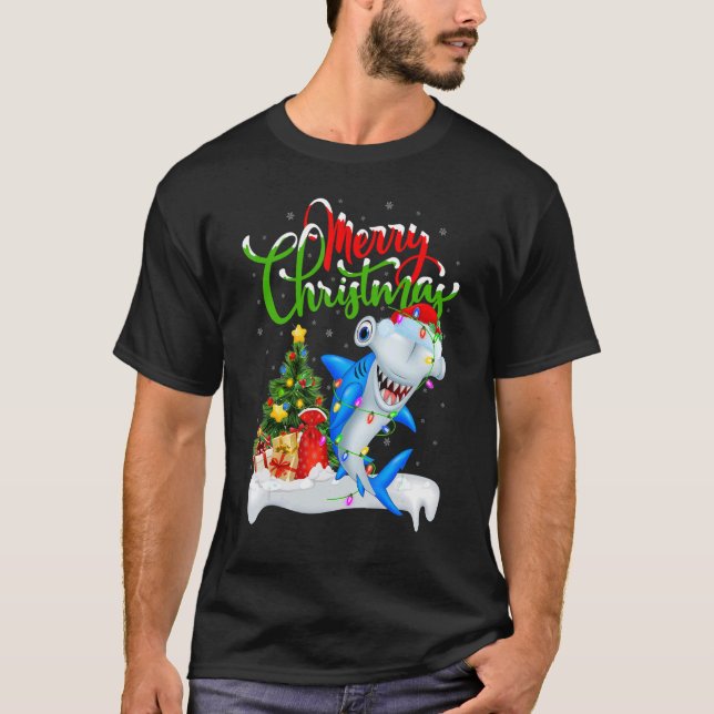 T-shirt Xmas Decorations Santa Hammerhead Shark Christmas (Devant)