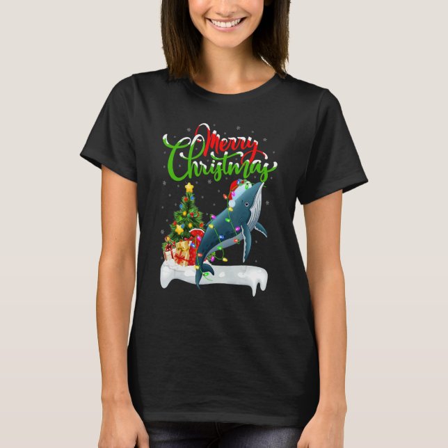 T-shirt Xmas Decorations Santa Humpback Whale Christmas (Devant)