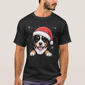 T-shirt Xmas Doberman Dog Wearing Santa Hat Pet Animal Lov