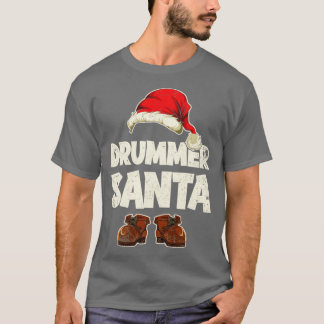 T-shirt Xmas Drummer Père Noël drôle Noël Père Noël