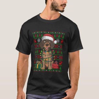 T-shirt Xmas Éclairage laide Allemand Pointeur court Chien