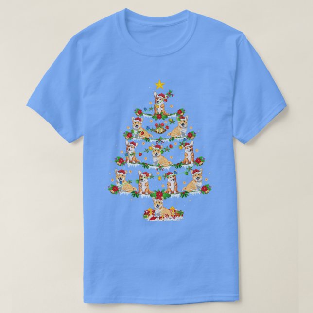 T-shirt Xmas éclaire le corgi gallois arbre de Noël1694 (Design devant)