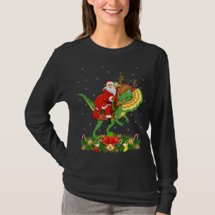 T-shirt Xmas Funny Père Noël équitation Dilophosaurus Dino