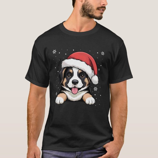 T-shirt Xmas German Shepherd Dog Wearing Santa Hat Pet Ani (Devant)
