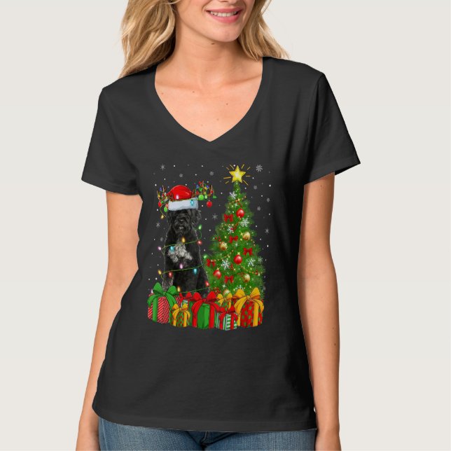 T-shirt Xmas Holiday Lights Santa Giant Schnauzer Dog Chri (Devant)