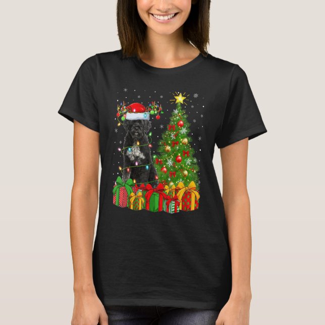 T-shirt Xmas Holiday Lights Santa Giant Schnauzer Dog Chri (Devant)