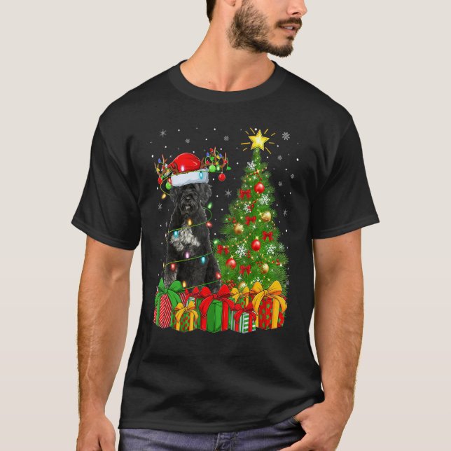 T-shirt Xmas Holiday Lights Santa Giant Schnauzer Dog Chri (Devant)