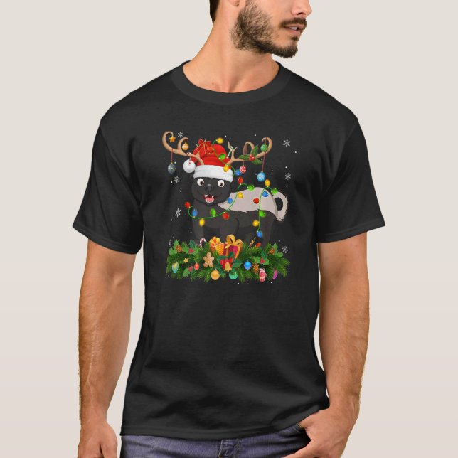 T-shirt Xmas Holiday Reindeer Hat Santa Badger Christmas   (Devant)